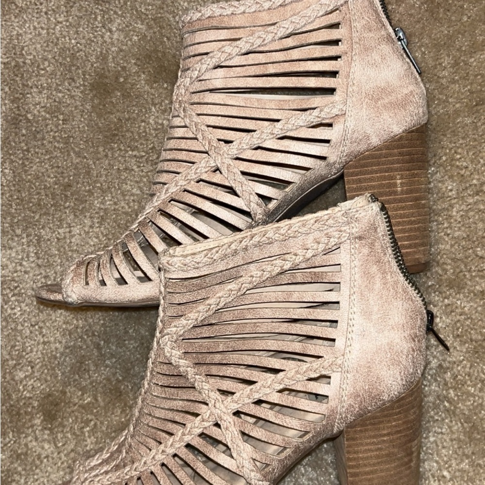 Not Rated Braided Tan Ankle Booties